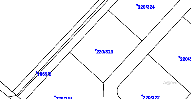 Parcela st. 220/323 v KÚ Luka nad Jihlavou, Katastrální mapa