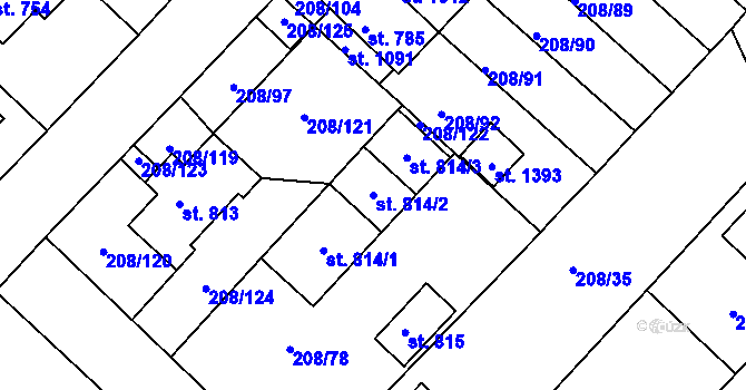 Parcela st. 814/2 v KÚ Luka nad Jihlavou, Katastrální mapa
