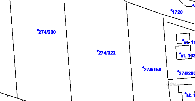 Parcela st. 274/322 v KÚ Luka nad Jihlavou, Katastrální mapa