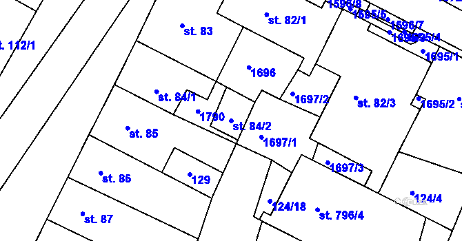Parcela st. 84/2 v KÚ Luka nad Jihlavou, Katastrální mapa