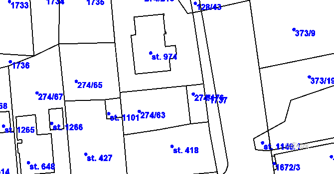 Parcela st. 274/304 v KÚ Luka nad Jihlavou, Katastrální mapa