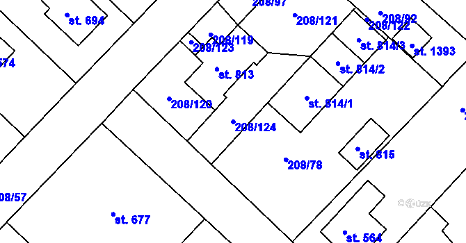 Parcela st. 208/124 v KÚ Luka nad Jihlavou, Katastrální mapa