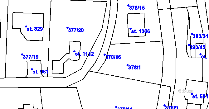 Parcela st. 378/16 v KÚ Luka nad Jihlavou, Katastrální mapa