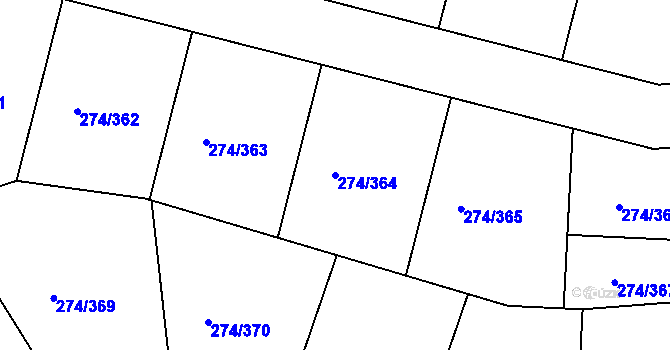 Parcela st. 274/364 v KÚ Luka nad Jihlavou, Katastrální mapa