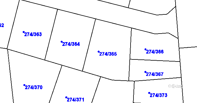 Parcela st. 274/365 v KÚ Luka nad Jihlavou, Katastrální mapa