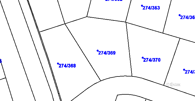 Parcela st. 274/369 v KÚ Luka nad Jihlavou, Katastrální mapa