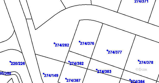 Parcela st. 274/376 v KÚ Luka nad Jihlavou, Katastrální mapa