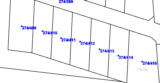 Parcela st. 274/412 v KÚ Luka nad Jihlavou, Katastrální mapa