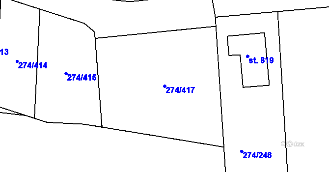 Parcela st. 274/417 v KÚ Luka nad Jihlavou, Katastrální mapa