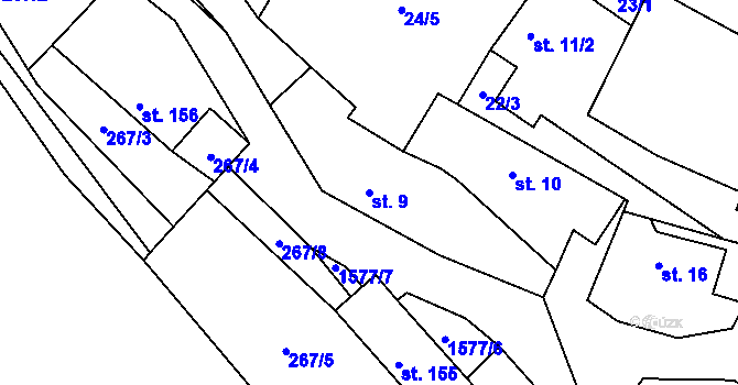 Parcela st. 9 v KÚ Otín nad Jihlavou, Katastrální mapa