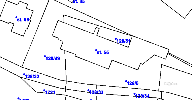 Parcela st. 55 v KÚ Otín nad Jihlavou, Katastrální mapa