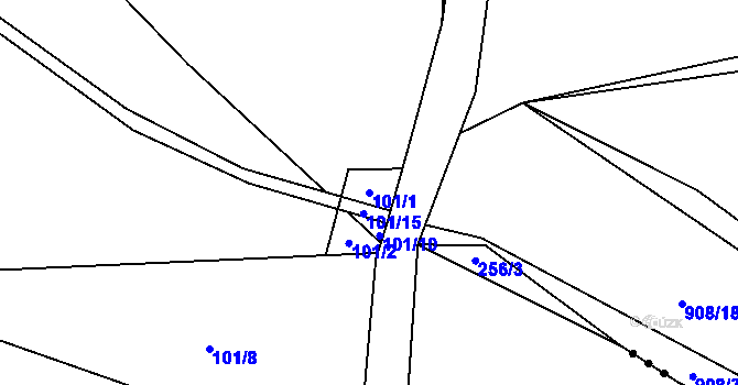 Parcela st. 101/1 v KÚ Otín nad Jihlavou, Katastrální mapa