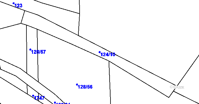 Parcela st. 124/10 v KÚ Otín nad Jihlavou, Katastrální mapa