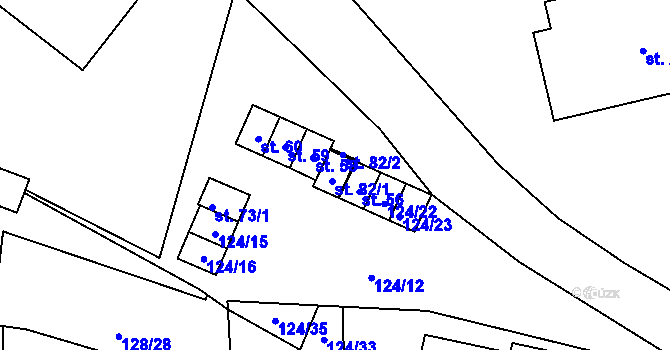 Parcela st. 124/20 v KÚ Otín nad Jihlavou, Katastrální mapa