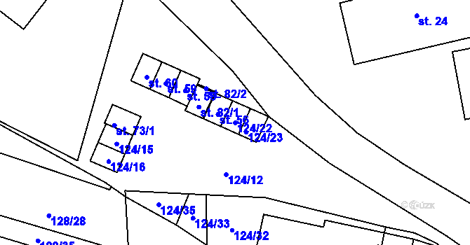 Parcela st. 124/22 v KÚ Otín nad Jihlavou, Katastrální mapa