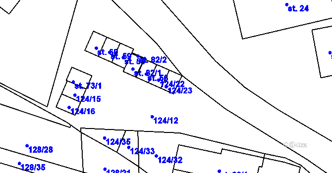 Parcela st. 124/23 v KÚ Otín nad Jihlavou, Katastrální mapa