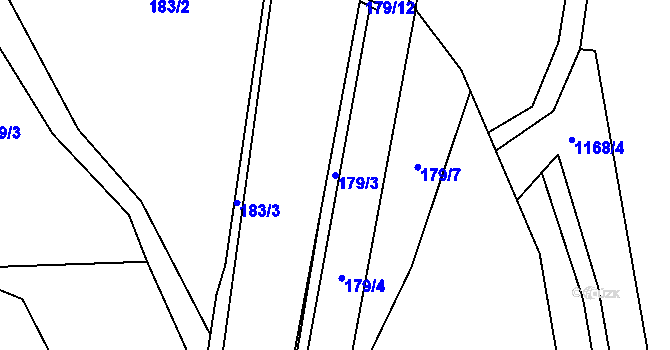 Parcela st. 179/3 v KÚ Otín nad Jihlavou, Katastrální mapa