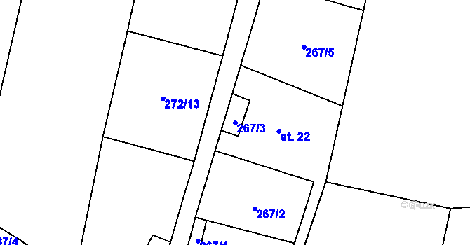 Parcela st. 267/3 v KÚ Otín nad Jihlavou, Katastrální mapa