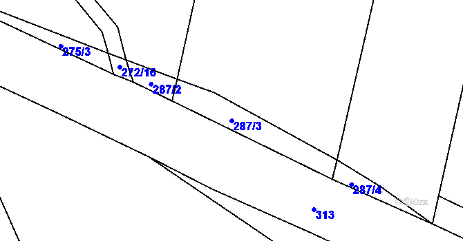 Parcela st. 287/3 v KÚ Otín nad Jihlavou, Katastrální mapa