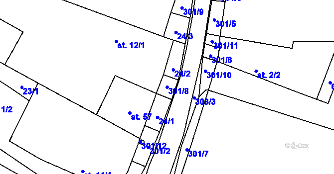 Parcela st. 301/8 v KÚ Otín nad Jihlavou, Katastrální mapa