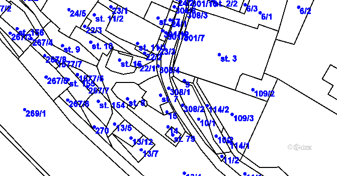Parcela st. 308/1 v KÚ Otín nad Jihlavou, Katastrální mapa