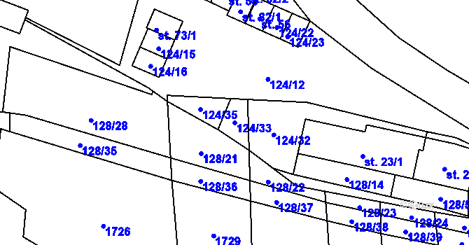 Parcela st. 124/33 v KÚ Otín nad Jihlavou, Katastrální mapa