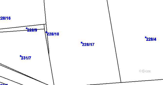 Parcela st. 228/17 v KÚ Otín nad Jihlavou, Katastrální mapa