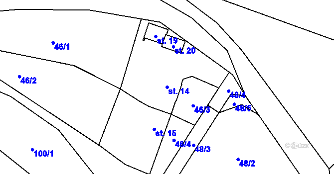 Parcela st. 14 v KÚ Předboř nad Jihlavou, Katastrální mapa
