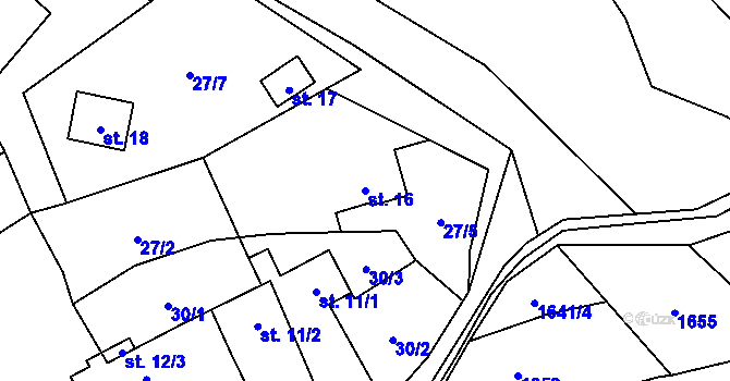 Parcela st. 16 v KÚ Předboř nad Jihlavou, Katastrální mapa