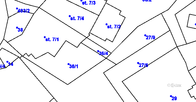 Parcela st. 36/4 v KÚ Předboř nad Jihlavou, Katastrální mapa