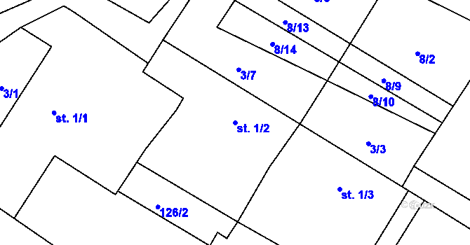 Parcela st. 1/2 v KÚ Svatoslav nad Jihlavou, Katastrální mapa