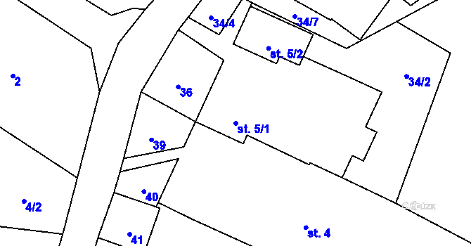 Parcela st. 5/1 v KÚ Svatoslav nad Jihlavou, Katastrální mapa