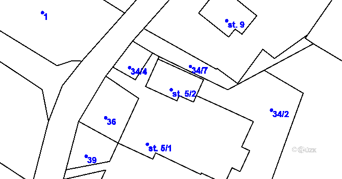 Parcela st. 5/2 v KÚ Svatoslav nad Jihlavou, Katastrální mapa