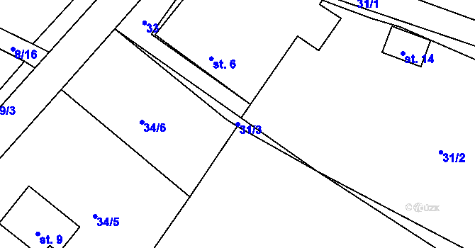 Parcela st. 31/3 v KÚ Svatoslav nad Jihlavou, Katastrální mapa