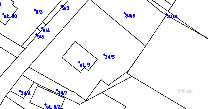 Parcela st. 34/5 v KÚ Svatoslav nad Jihlavou, Katastrální mapa