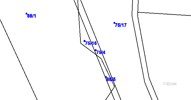 Parcela st. 75/4 v KÚ Svatoslav nad Jihlavou, Katastrální mapa