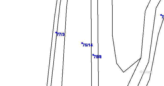 Parcela st. 75/14 v KÚ Svatoslav nad Jihlavou, Katastrální mapa