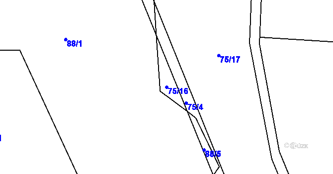 Parcela st. 75/16 v KÚ Svatoslav nad Jihlavou, Katastrální mapa