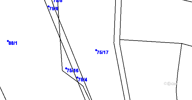 Parcela st. 75/17 v KÚ Svatoslav nad Jihlavou, Katastrální mapa