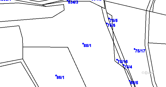 Parcela st. 88/1 v KÚ Svatoslav nad Jihlavou, Katastrální mapa