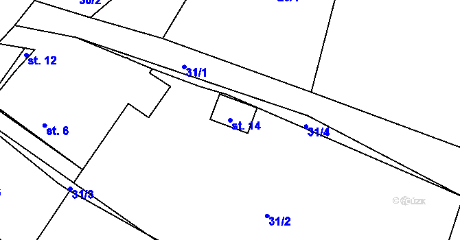 Parcela st. 14 v KÚ Svatoslav nad Jihlavou, Katastrální mapa