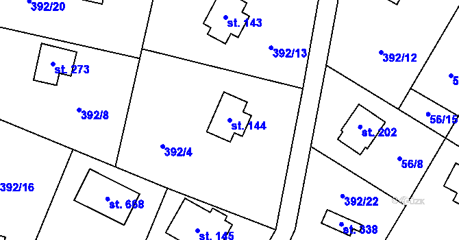 Parcela st. 144 v KÚ Luka pod Medníkem, Katastrální mapa