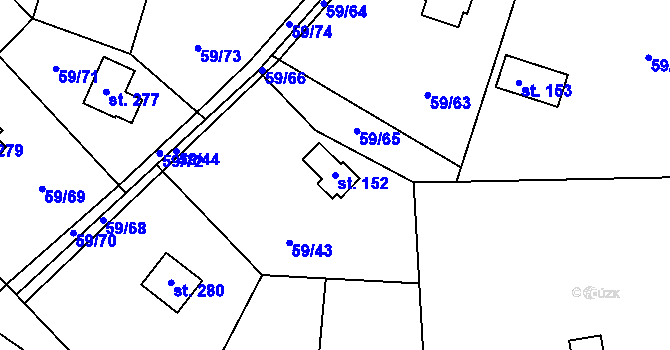 Parcela st. 152 v KÚ Luka pod Medníkem, Katastrální mapa