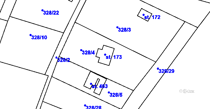 Parcela st. 173 v KÚ Luka pod Medníkem, Katastrální mapa