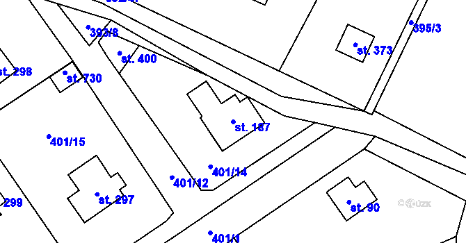 Parcela st. 187 v KÚ Luka pod Medníkem, Katastrální mapa