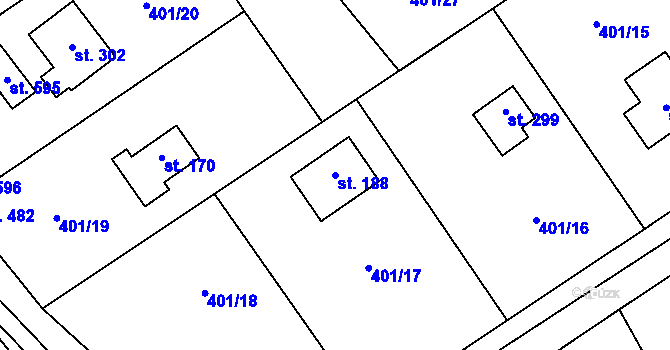 Parcela st. 188 v KÚ Luka pod Medníkem, Katastrální mapa