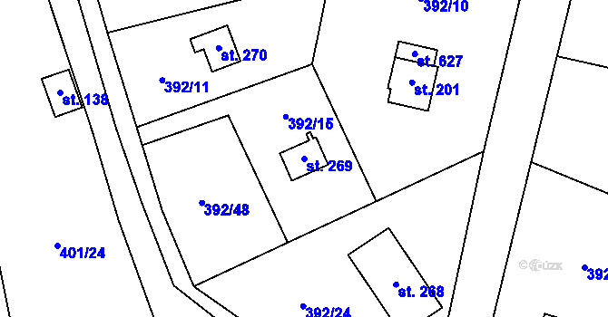 Parcela st. 269 v KÚ Luka pod Medníkem, Katastrální mapa