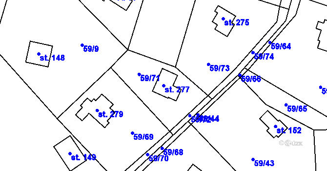 Parcela st. 277 v KÚ Luka pod Medníkem, Katastrální mapa
