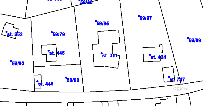 Parcela st. 311 v KÚ Luka pod Medníkem, Katastrální mapa
