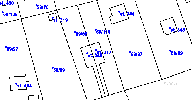 Parcela st. 347 v KÚ Luka pod Medníkem, Katastrální mapa